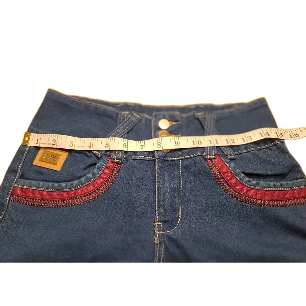 Paparazzi denim Jeans a triple-button high waist and distinctive red Trim